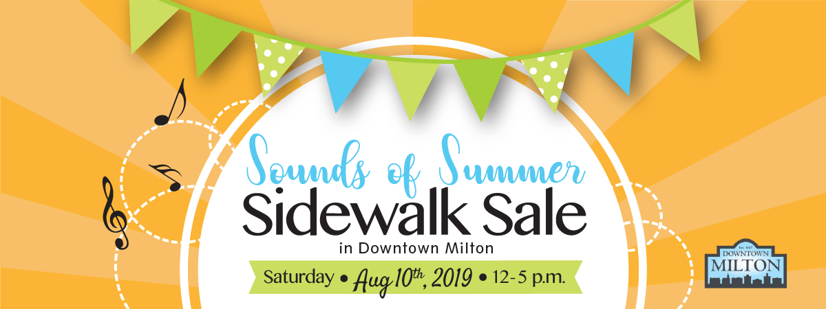 sounds of summer sidewalk sale in downtown milton