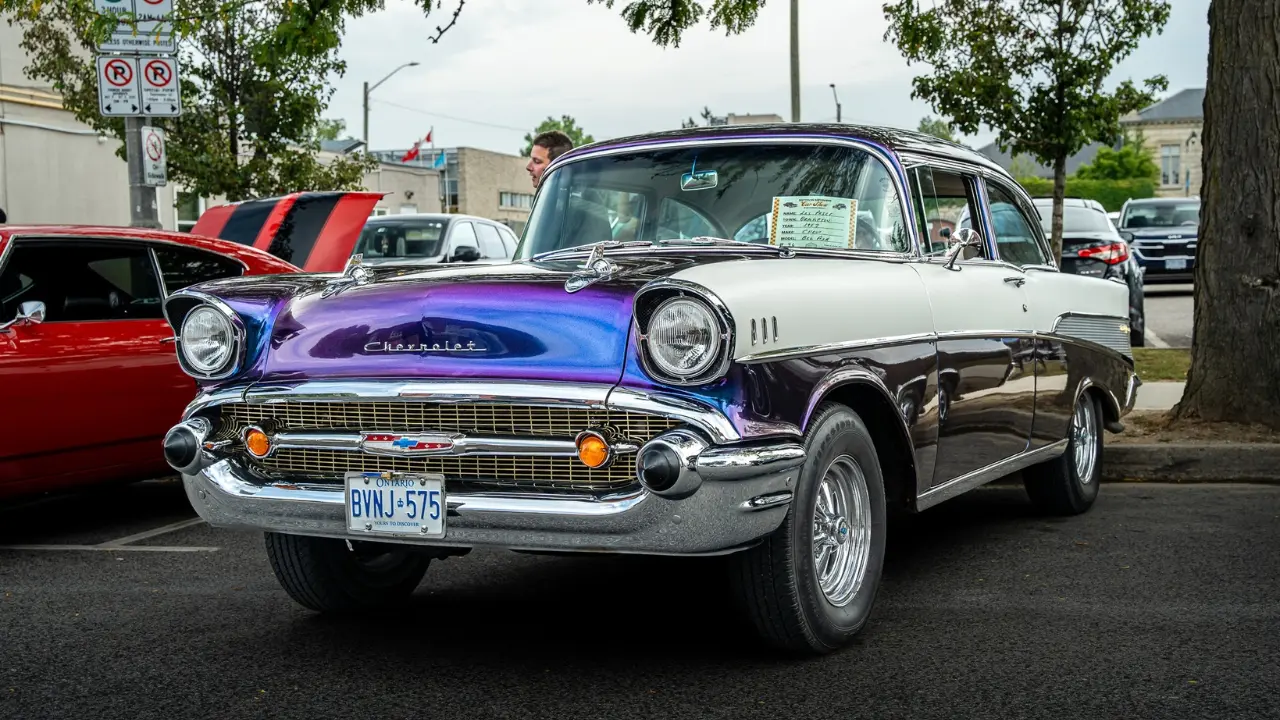 Classic and modern cars on display